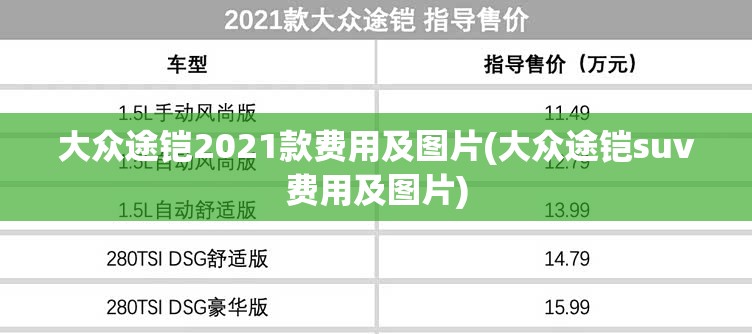 大众途铠2021款费用及图片(大众途铠suv费用及图片)