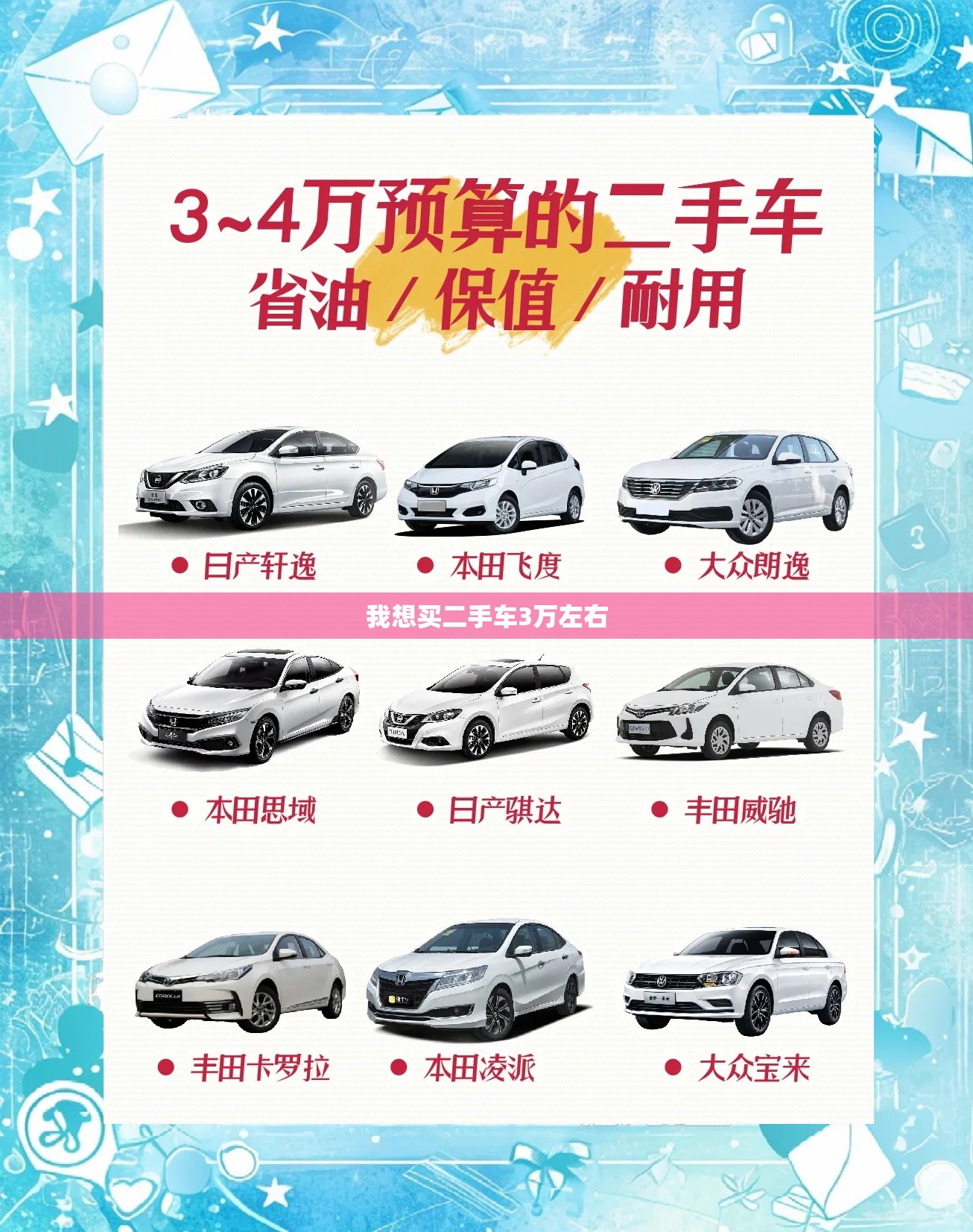 我想买二手车3万左右/我想买二手车6万到7万 我想买二手车3万左右/我想买二手车6万到7万