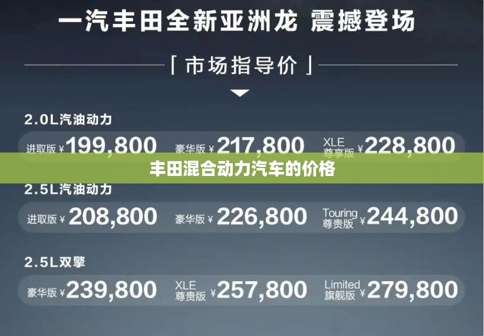 丰田混合动力汽车的费用/丰田混合动力汽车的费用是多少