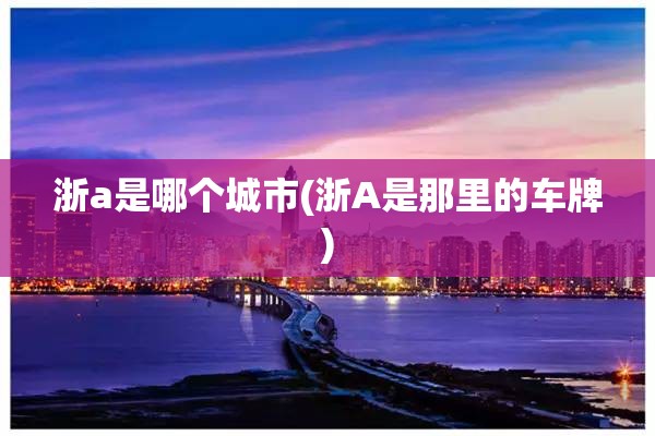 浙a是哪个城市(浙A是那里的车牌)