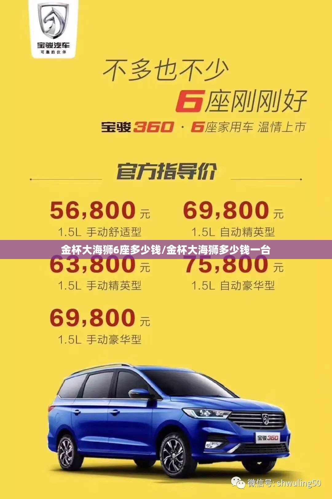 金杯大海狮6座多少钱/金杯大海狮多少钱一台