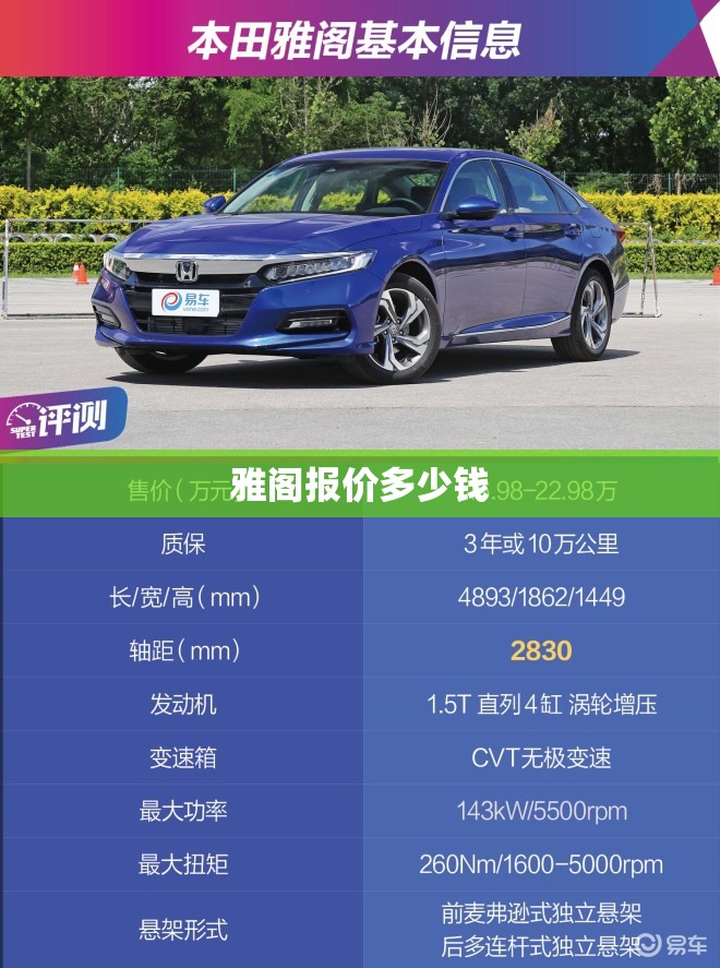 【雅阁报价多少钱,雅阁一年费用大概多少钱】
