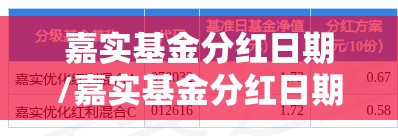 嘉实基金分红日期/嘉实基金分红日期查询
