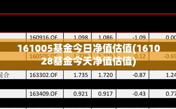 161005基金今日净值估值(161028基金今天净值估值)