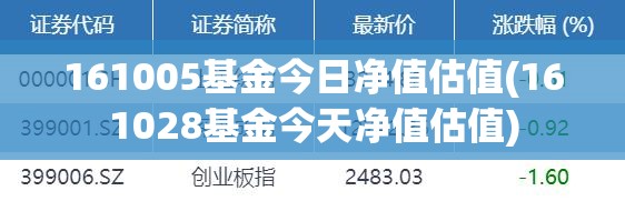 161005基金今日净值估值(161028基金今天净值估值)