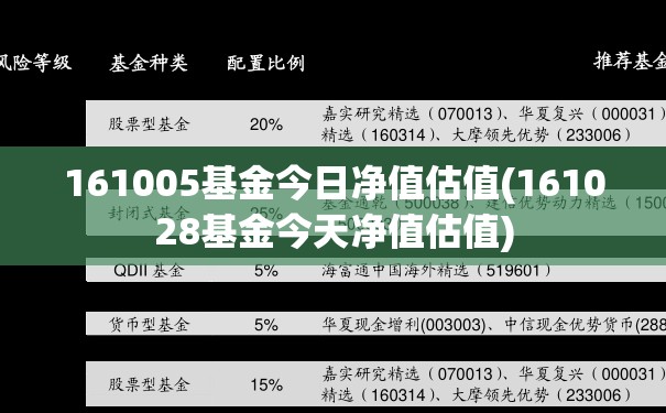 161005基金今日净值估值(161028基金今天净值估值)