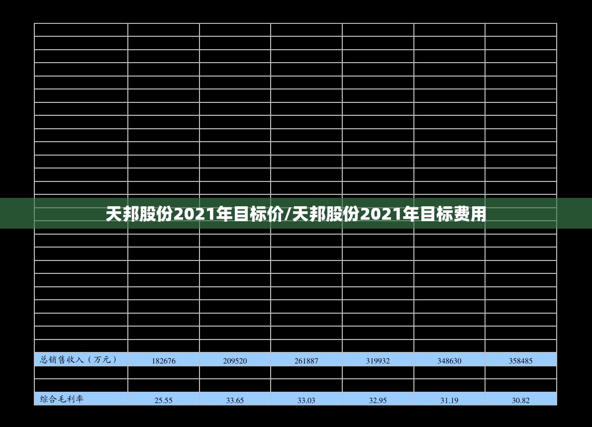 天邦股份2021年目标价/天邦股份2021年目标费用
