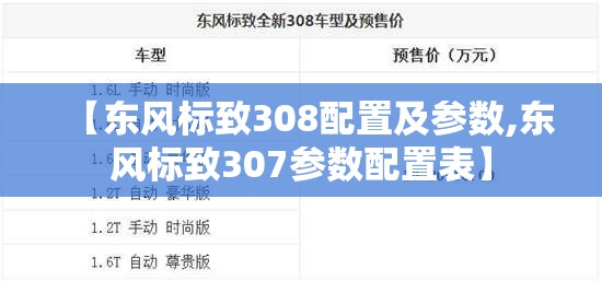【东风标致308配置及参数,东风标致307参数配置表】