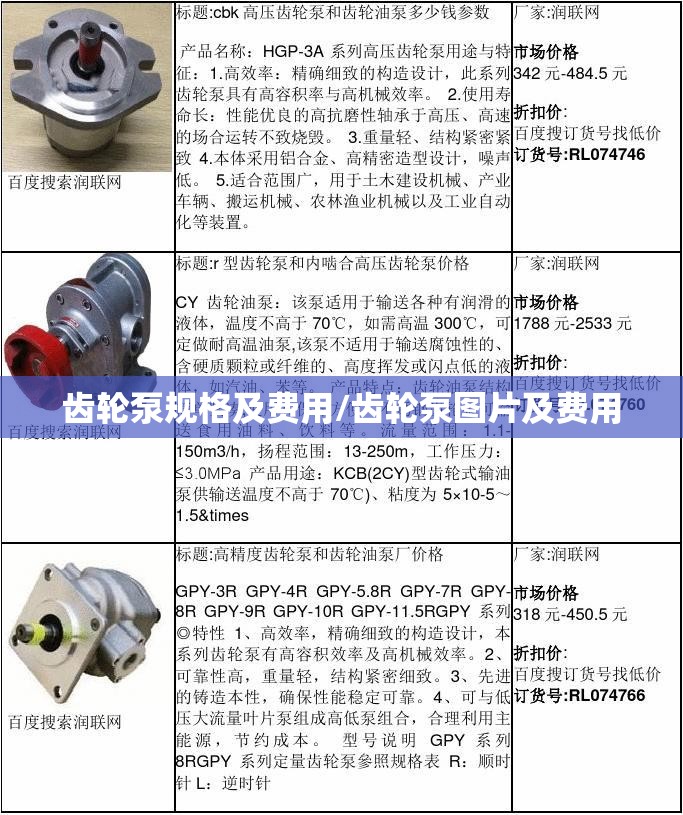 齿轮泵规格及费用/齿轮泵图片及费用