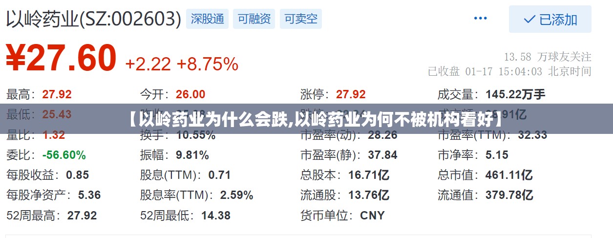 【以岭药业为什么会跌,以岭药业为何不被机构看好】