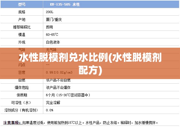 水性脱模剂兑水比例(水性脱模剂配方)