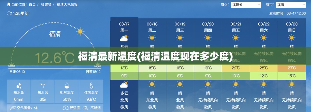 福清最新温度(福清温度现在多少度) 福清最新温度(福清温度现在多少度)