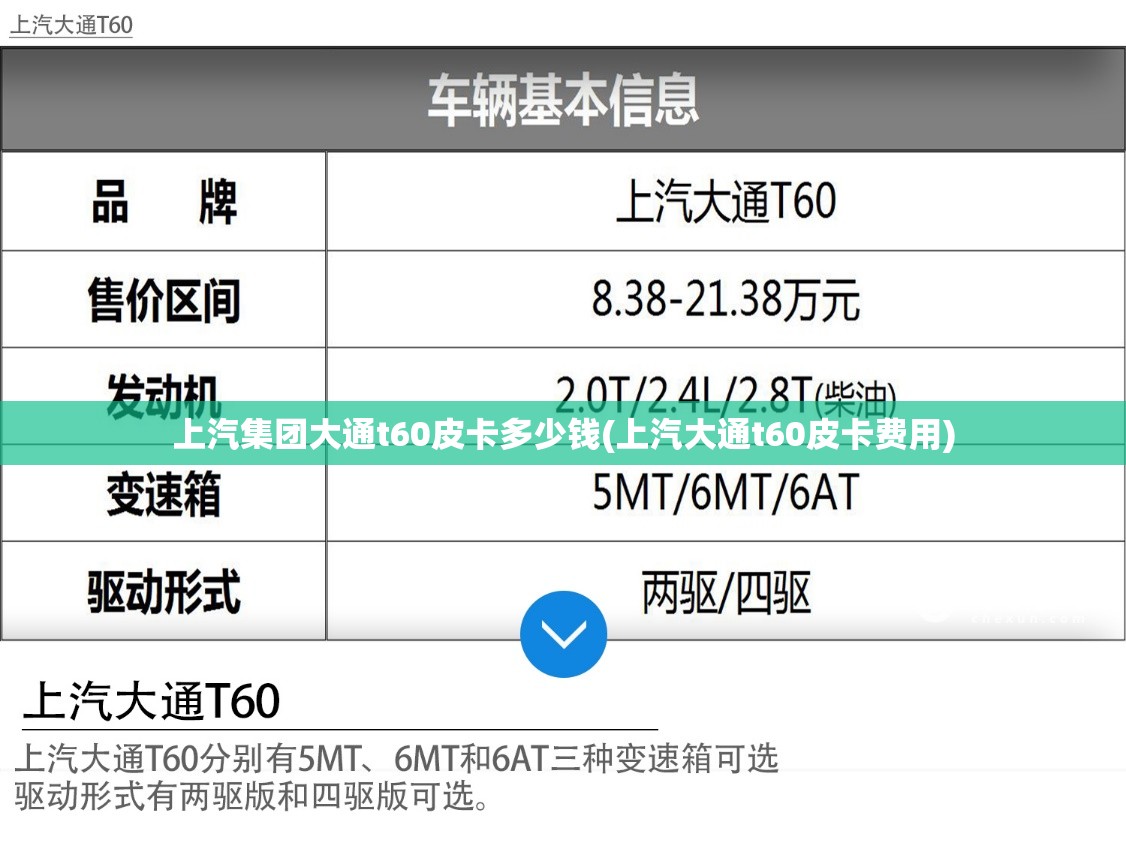 上汽集团大通t60皮卡多少钱(上汽大通t60皮卡费用)
