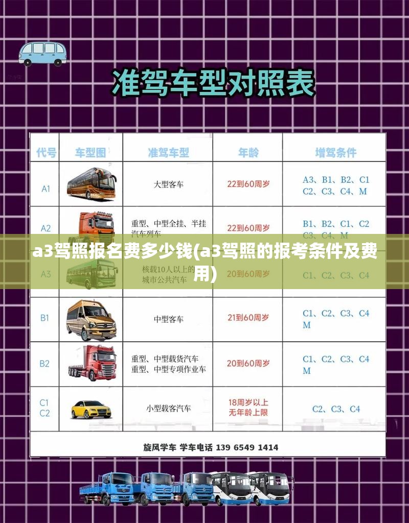 a3驾照报名费多少钱(a3驾照的报考条件及费用) a3驾照报名费多少钱(a3驾照的报考条件及费用)